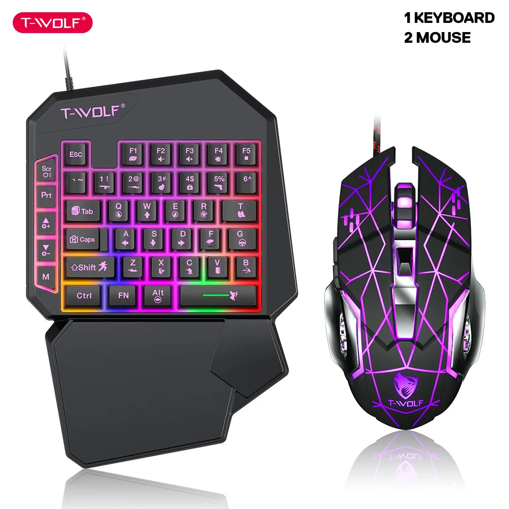 Gaming Keyboard Half - T-wolf-tf900片手キーボードセット、鶏と食事のための明るいゲーム、ゲームアクセサリー
