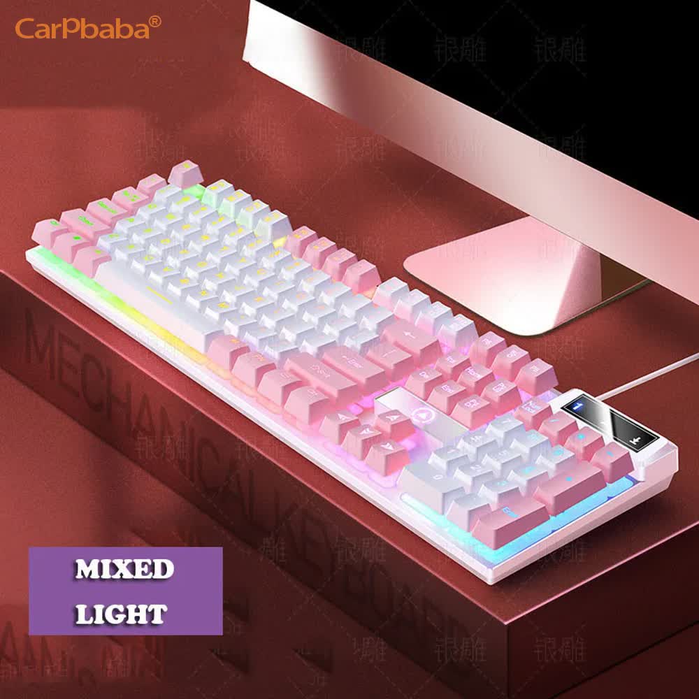 Gaming Keyboard Mobile - Carpbaba K500 104 キー USB 有線ゲーミングキーボードカラーバックライト付きメカニカルハンドフィールキーボードコンピュータラップトップ