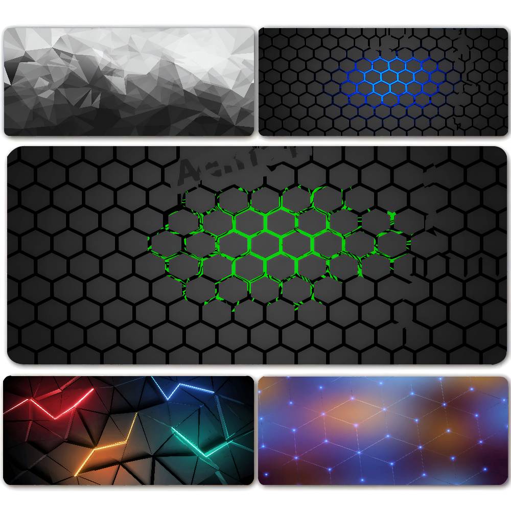 Gaming Keyboard Higround - 幾何学模様大型マウスパッド 100x50cm ビッグコンピューターマウスパッド 六角形マウスパッド 大型キーボードマット ゲーマーマウスパッド
