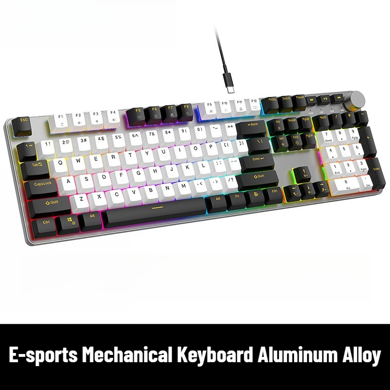 Gaming Keyboard No Noise - Eスポーツ メカニカルキーボード アルミ合金 低ノイズ レッドスイッチ バックライト付き