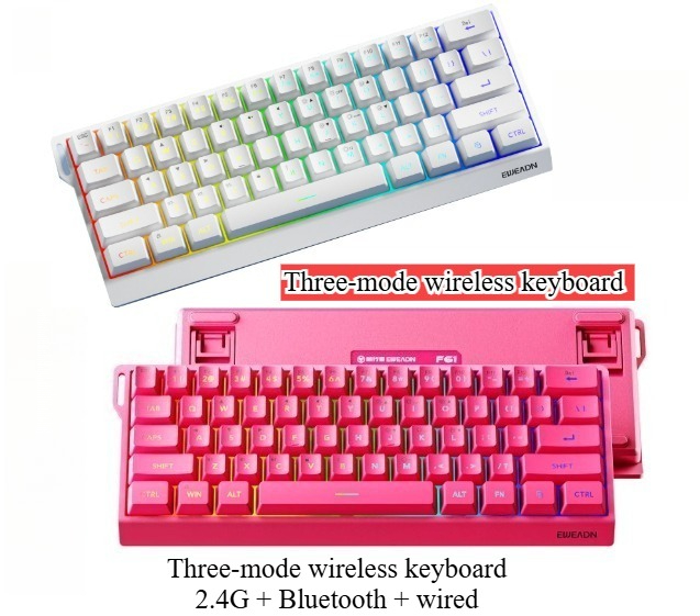 Gaming Keyboard No Noise - 61キー ワイヤレス ミニキーボード Bluetooth+2.4G 有線キーボード ゲーミングキーボード