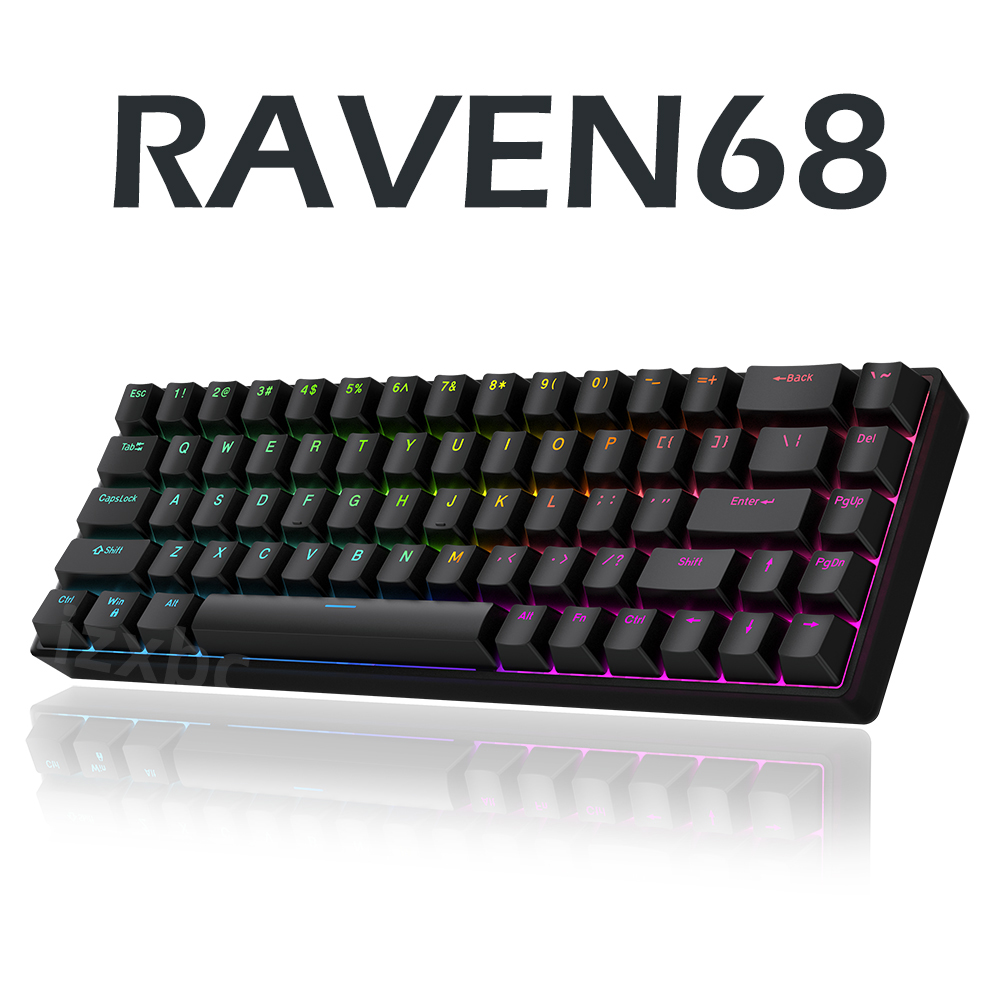 Gaming Keyboard Half - RAVEN68-交換可能な磁気スイッチ付き有線メカニカルキーボード,8kリターン,カスタムキー範囲,クイックトリガー,e-sportsゲーマー