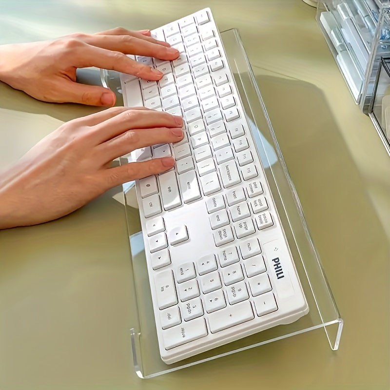 Gaming Keyboard Brand - アクリルキーボードスタンド、透明デスクトップオーガナイザー、オフィス/家庭/ゲームに最適、滑り止め人間工学に基づいたデザイン