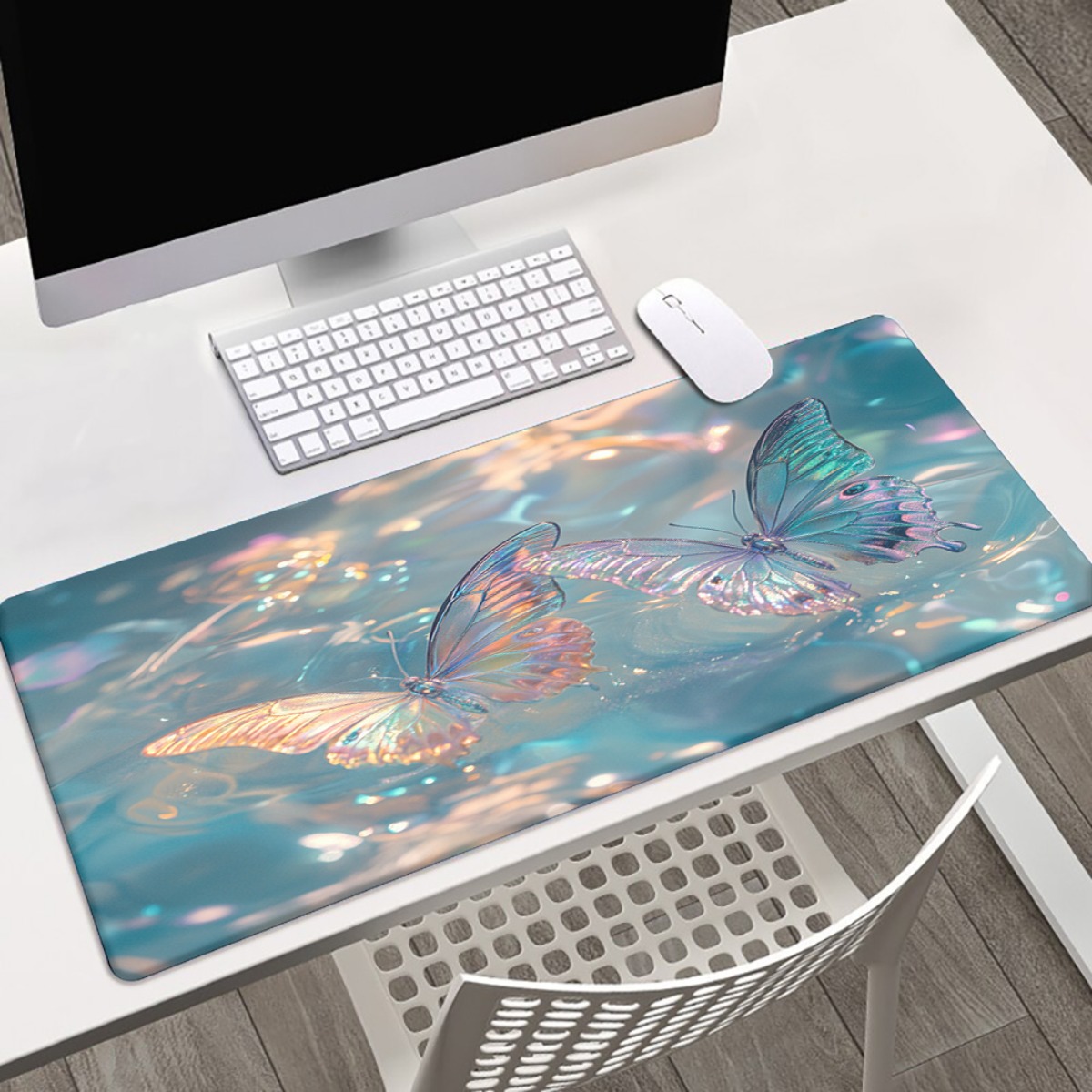 Gaming Keyboard Brand - ブランドアイアンアートバタフライマウスパッド防水ゲーミングマット滑り止めゴムオフィスデスクコンピュータキーボードパッドPCゲーマーアクセサリー