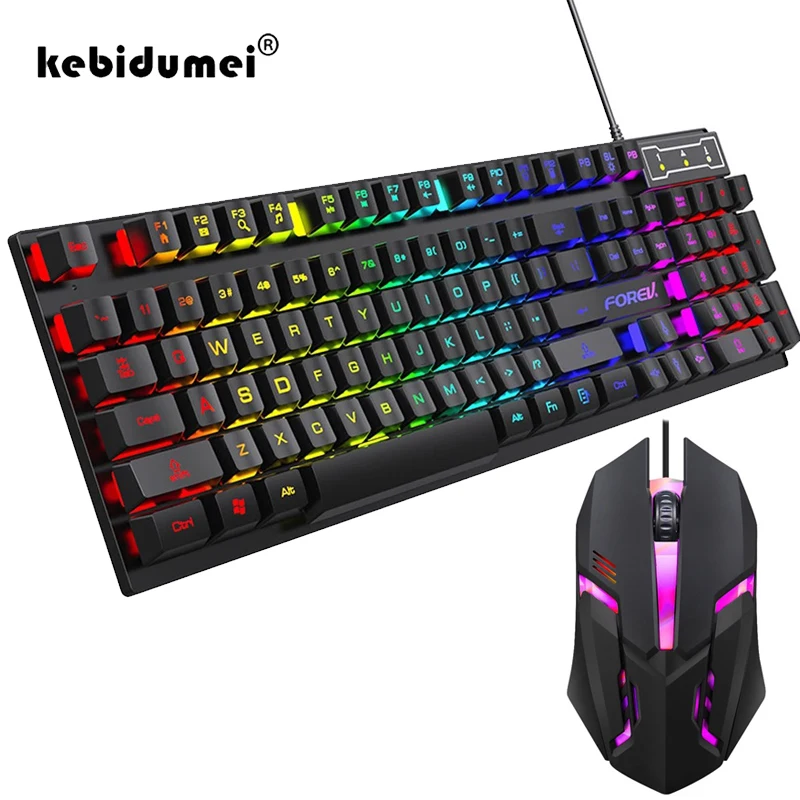 Gaming Keyboard Half - 104 キーバックライト付きメカニカルキーボード有線ゲーミングキーボード防水発光キーボードとマウスセットゲーマー PC ラップトップオフィス用