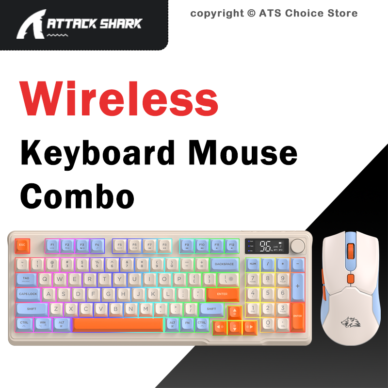 Gaming Keyboard Extension - FREEWOLF T96 ワイヤレスキーボードマウスコンボ、96キーRGBキーボードマウスセット、スマートスクリーンBluetoothキーボードマウスキット（ゲーミング用）