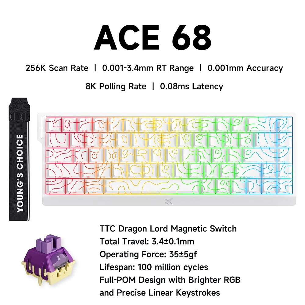 Gaming Keyboard Hall Effect Switches - MCHOSE ACE 68 磁気スイッチゲーミングキーボード ホール効果 ラピッドトリガー