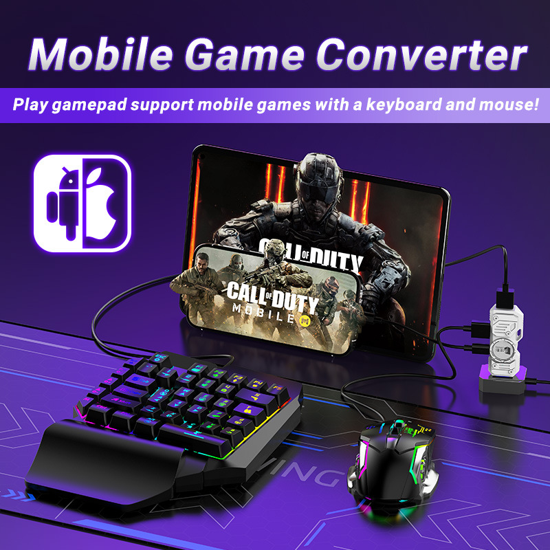 Gaming Keyboard Half - モバイルゲームコンバーターキット Mobilador ゲーマーキット キーボードマウスコンボ ゲーミングキーボード Bluetoothアダプター