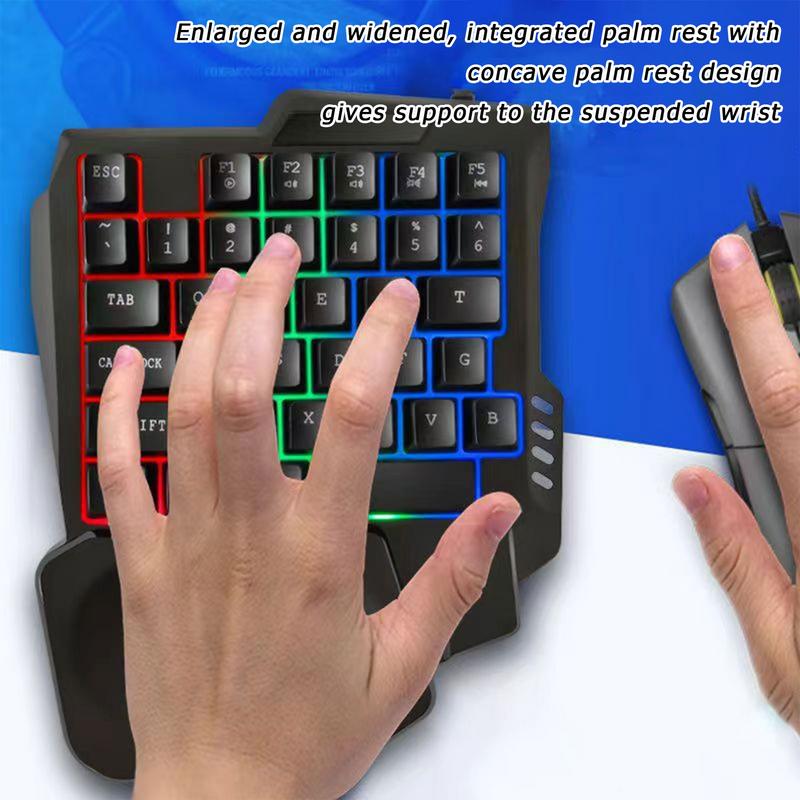 Gaming Keyboard Half - 35 キーゲーミングキーボード片手 USB 有線片手 RGB バックライトミニキーボードゲーマーのラップトップデスクトップ