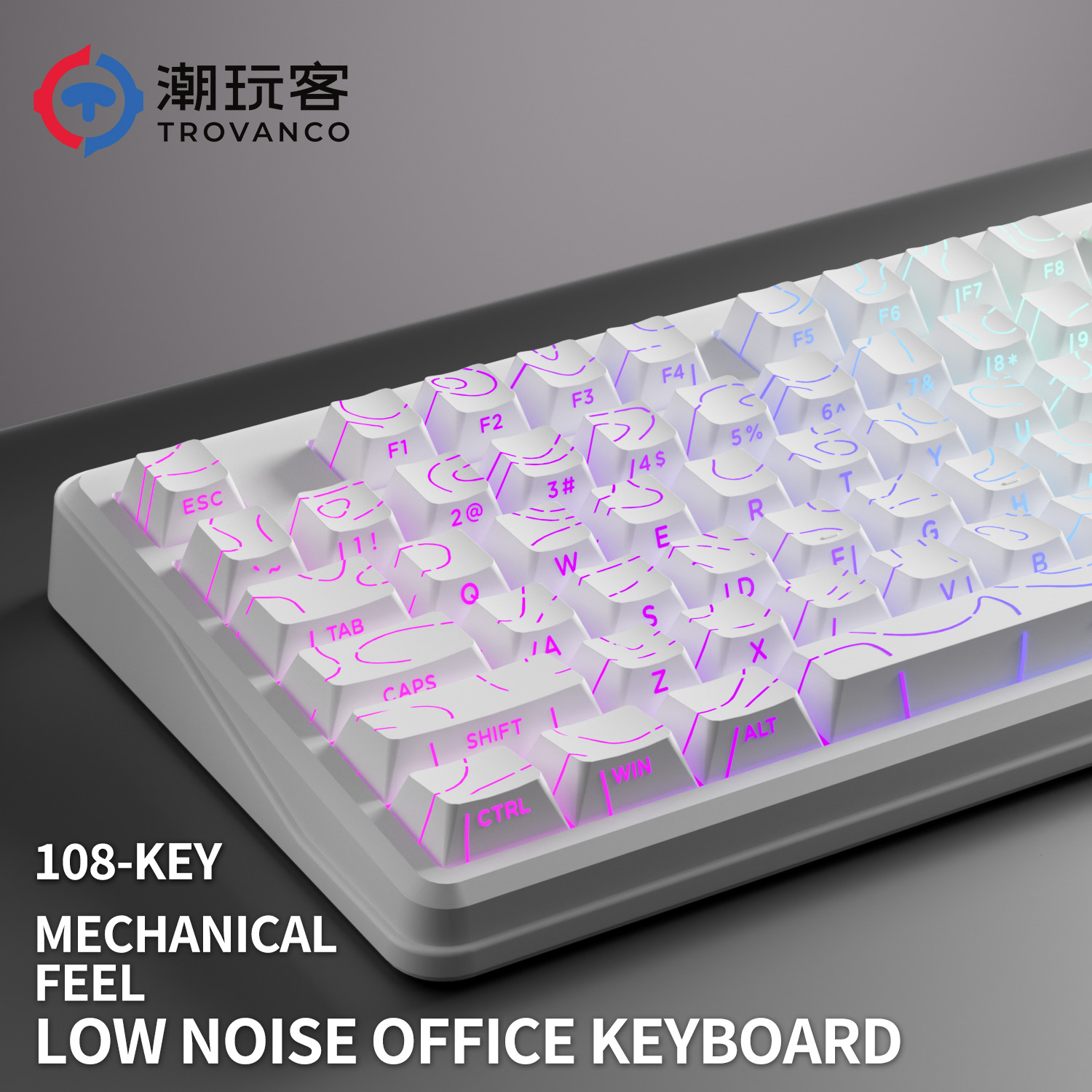 Gaming Keyboard No Noise - V108 Pro 有線・無線キーボード Bluetooth 2.4G フルレイアウト