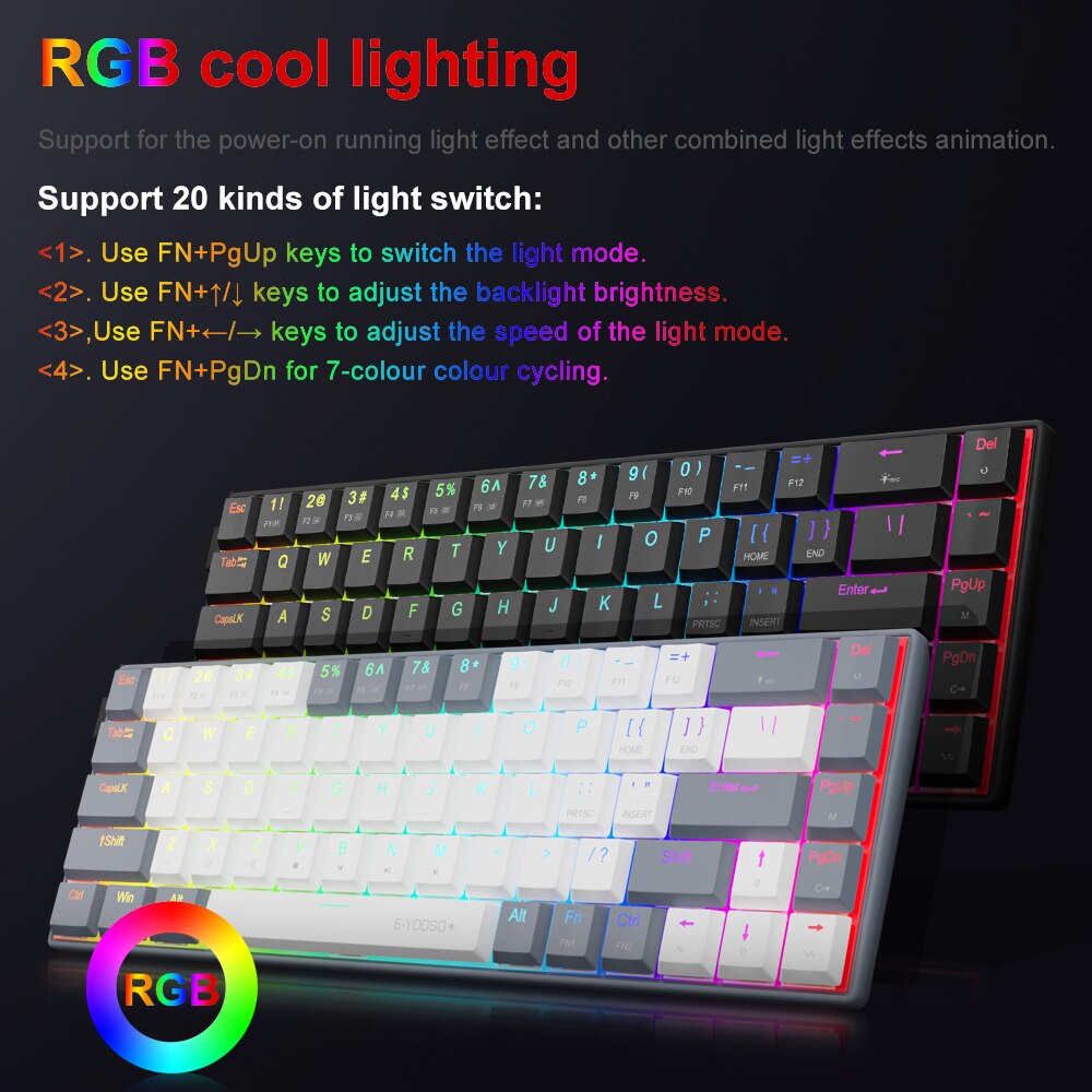 E-YOOSO a68 rgbミニスリムUSB有線機械式ゲー - Gaming Keyboard Mobile のレビューと価格