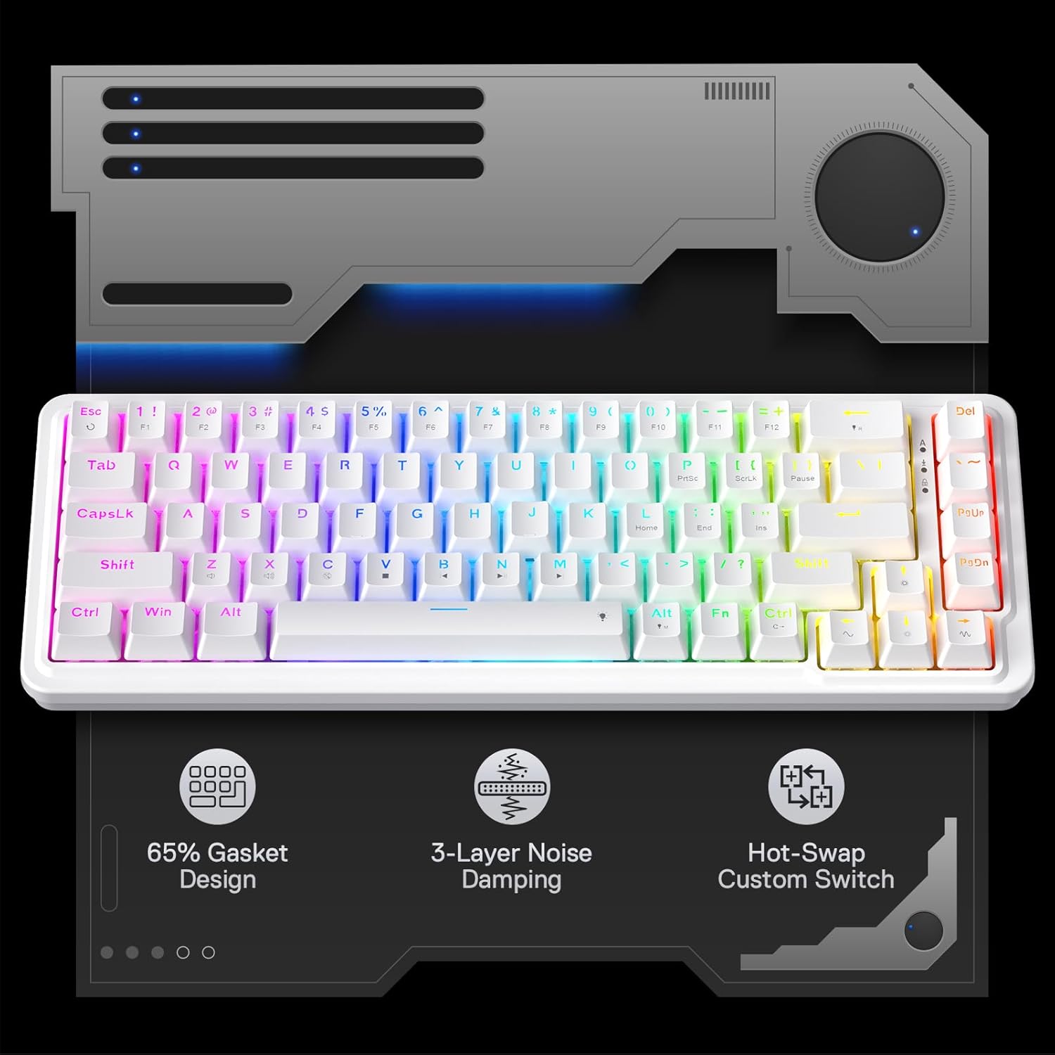 K709メカニカルゲーミングキーボード,有線,RGB,68キ - Gaming Keyboard No Noise のレビューと価格