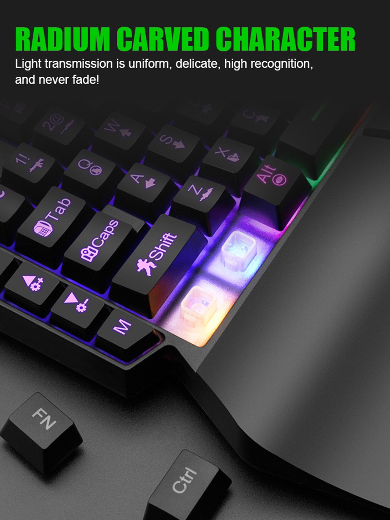 メカニカル片手ライトゲーミング有線キーボード、ラジウム刻印文 - Gaming Keyboard 1 Hand のレビューと価格