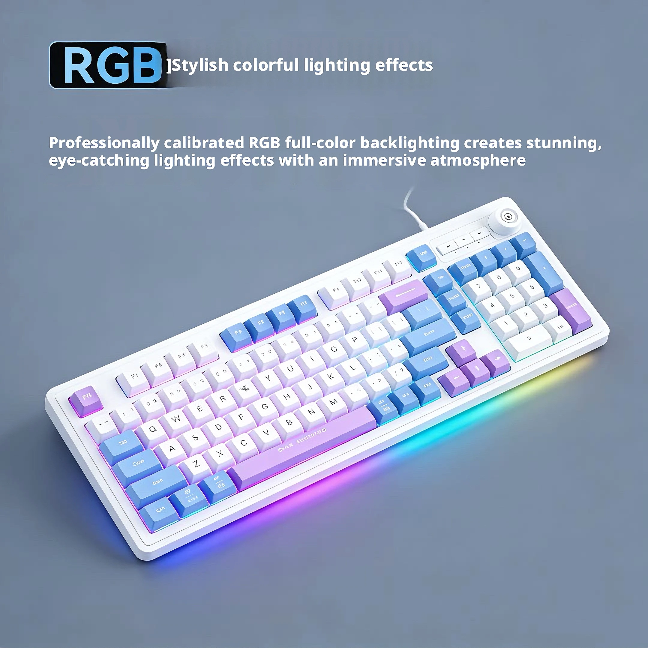 98キー有線キーボード RGB グロー マルチメディアコント - Gaming Keyboard No Noise のレビューと価格