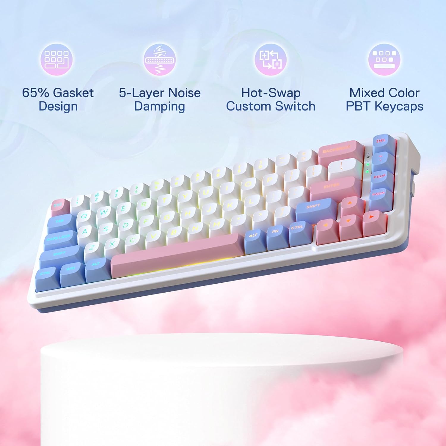 ワイヤレスRGBゲーミングキーボード,68キー,ホットスワッ - Gaming Keyboard No Noise のレビューと価格