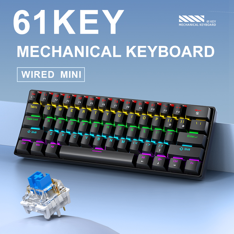 K61 有線メカニカルゲーミングキーボード、60% 61キー - Gaming Keyboard Half のレビューと価格