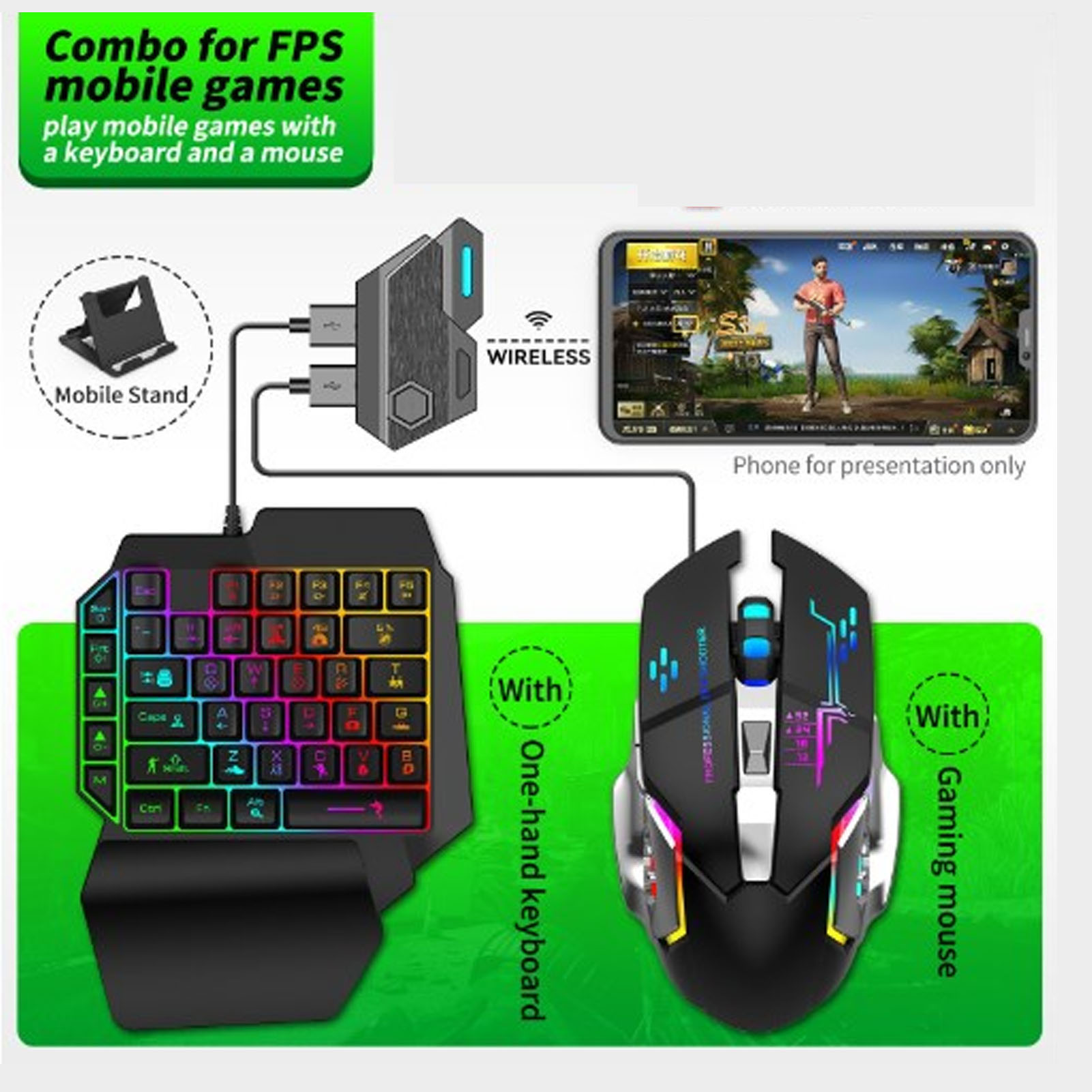 モバイルゲームコンボパック Bluetooth接続 片手キー - Gaming Keyboard Mobile のレビューと価格