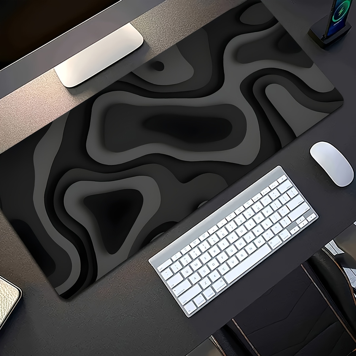 黒灰色の渦巻き模様デザイン大型マウスパッドデスクマットゲーミ - Gaming Keyboard Brand のレビューと価格