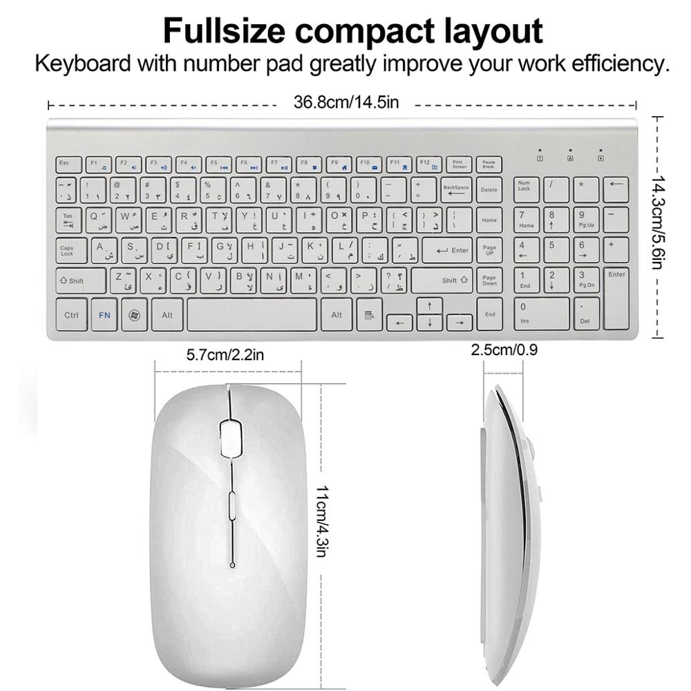 アラビア語英語文字スリムワイヤレスキーボードマウスコンボ低ノ - Gaming Keyboard Mobile のレビューと価格