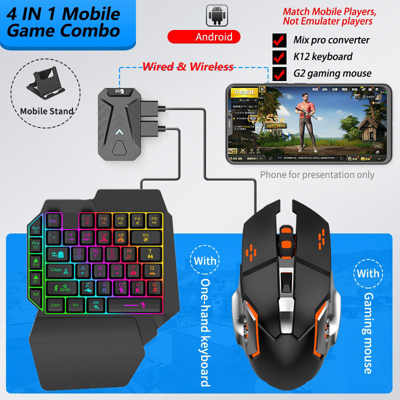 モバイルゲームコンバーター ゲーミングキーボードとマウスキッ - Gaming Keyboard Half のレビューと価格