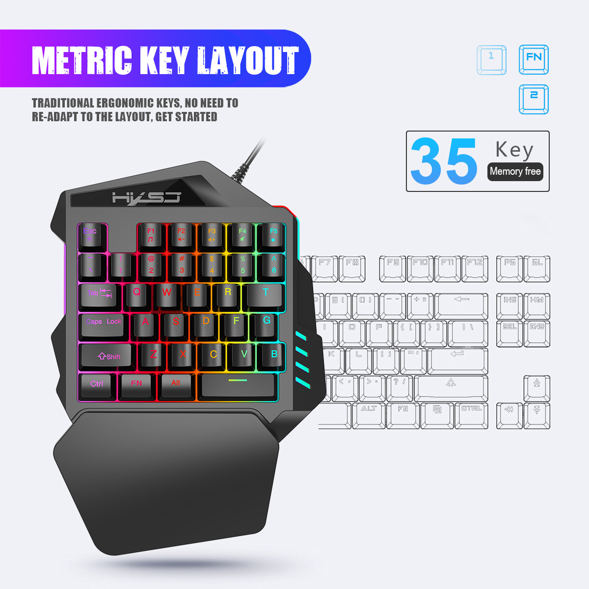 35キーのカラフルな片手ゲーミングキーボード、コンパクトで持 - Gaming Keyboard Half のレビューと価格