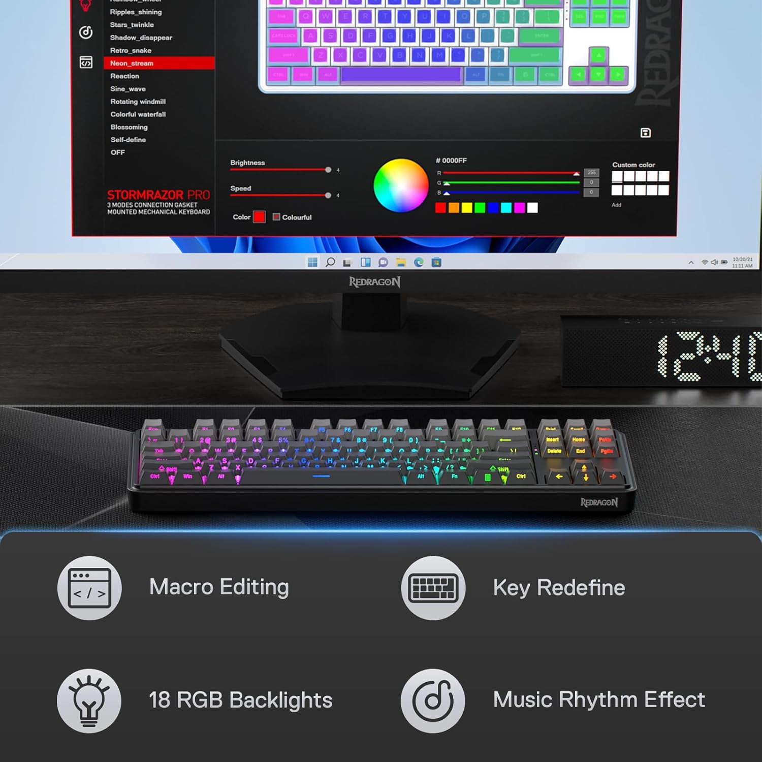 メカニカルキーボードRedragon-K707プロGB,80 - Gaming Keyboard No Noise のレビューと価格