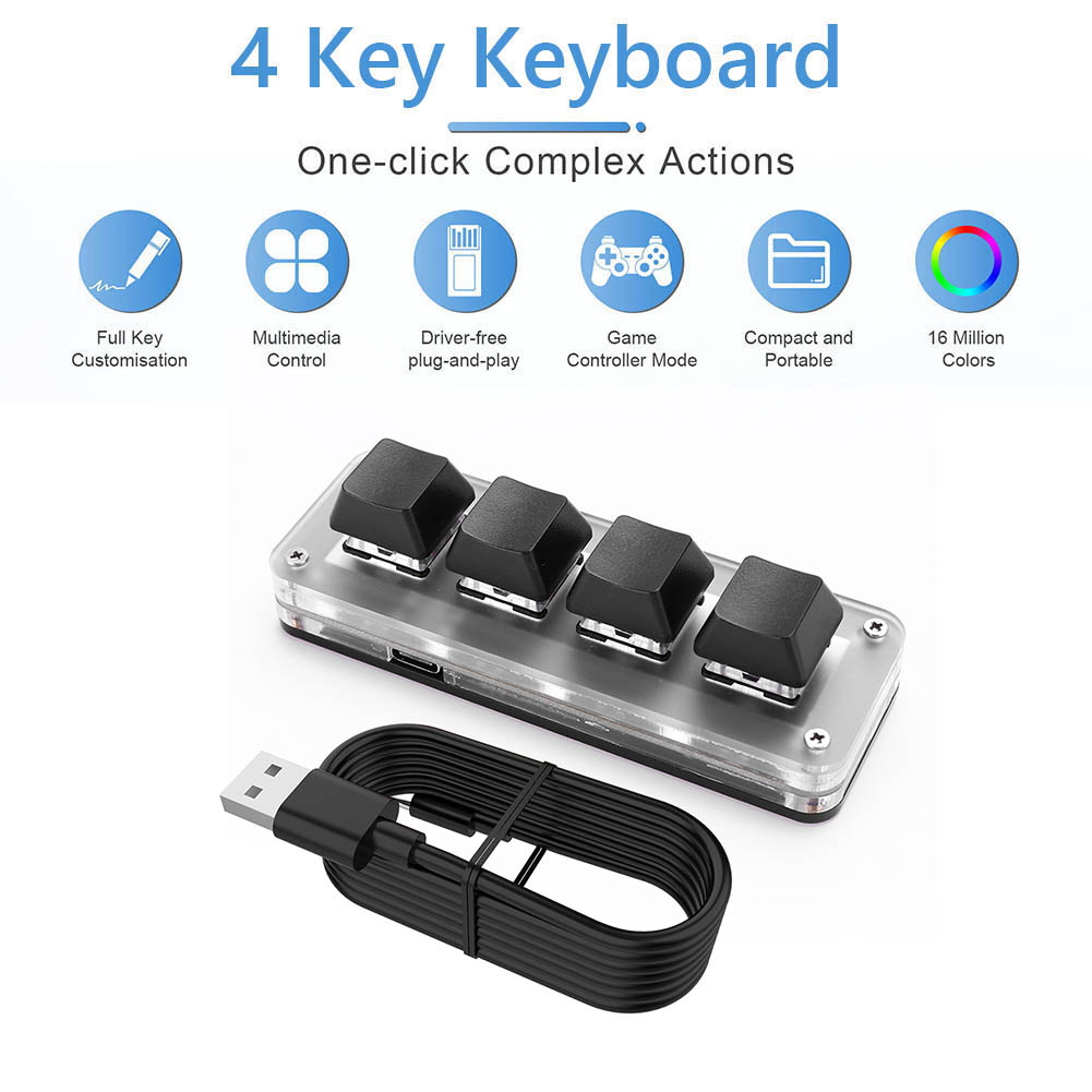 3キー1ノブ/4キー プログラミングマクロ カスタムノブキー - Gaming Keyboard 1 Hand のレビューと価格