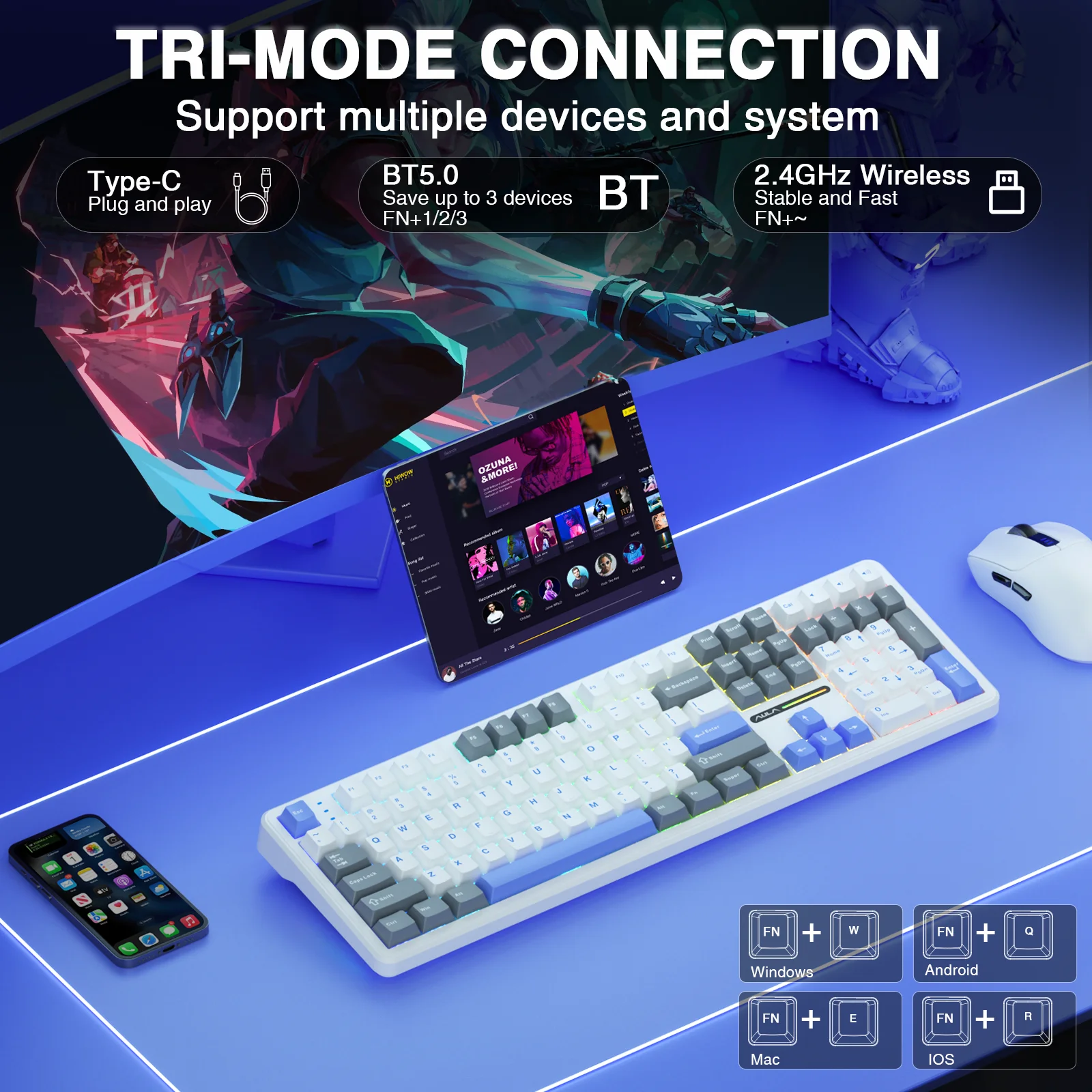AULA F108 ワイヤレスキーボード 低ノイズスイッチ  - Gaming Keyboard No Noise のレビューと価格